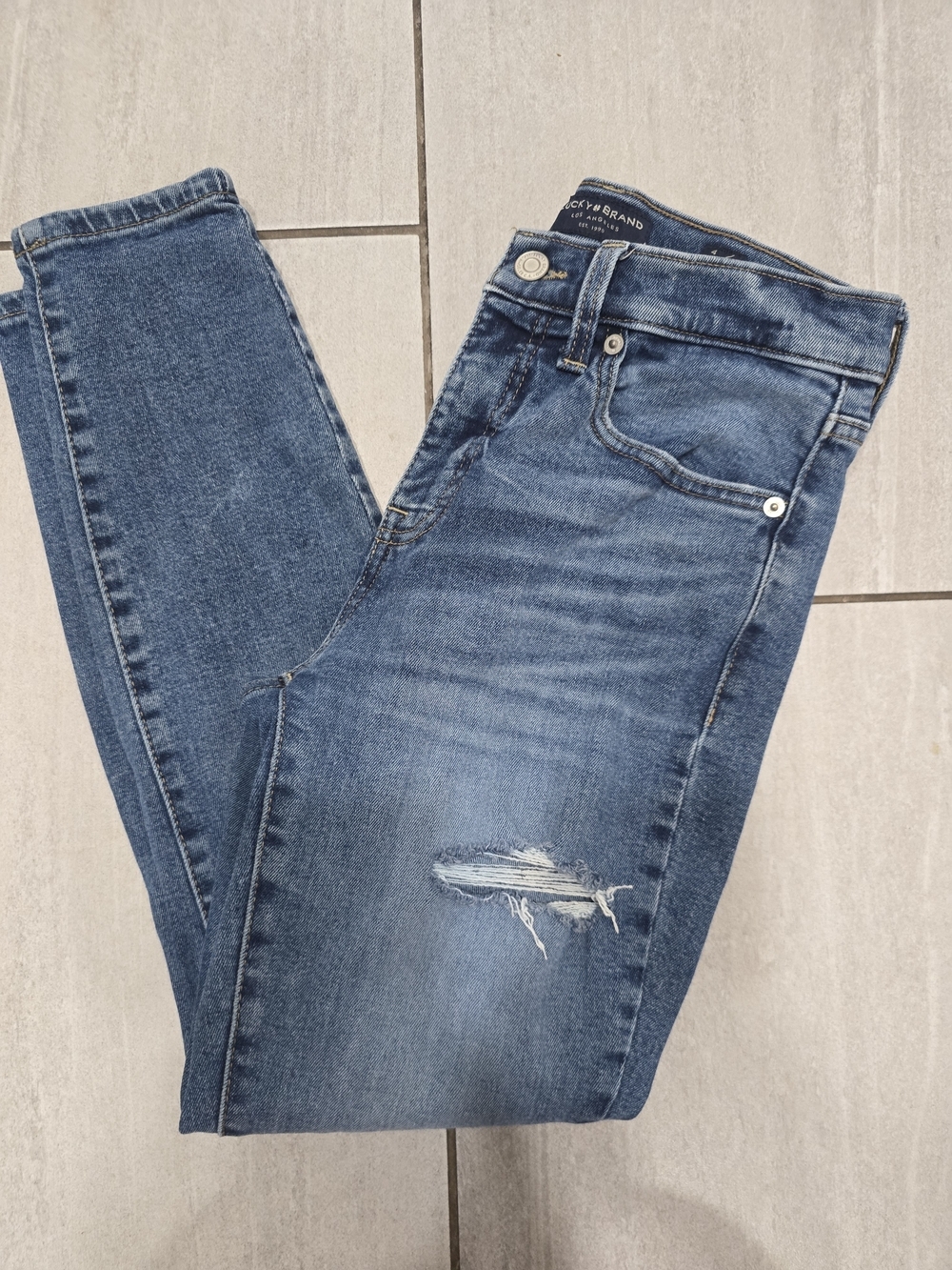 Lucky Brand Ava Mid Rise Skinny Ankle Jeans Women's Size 4 27 Distressed